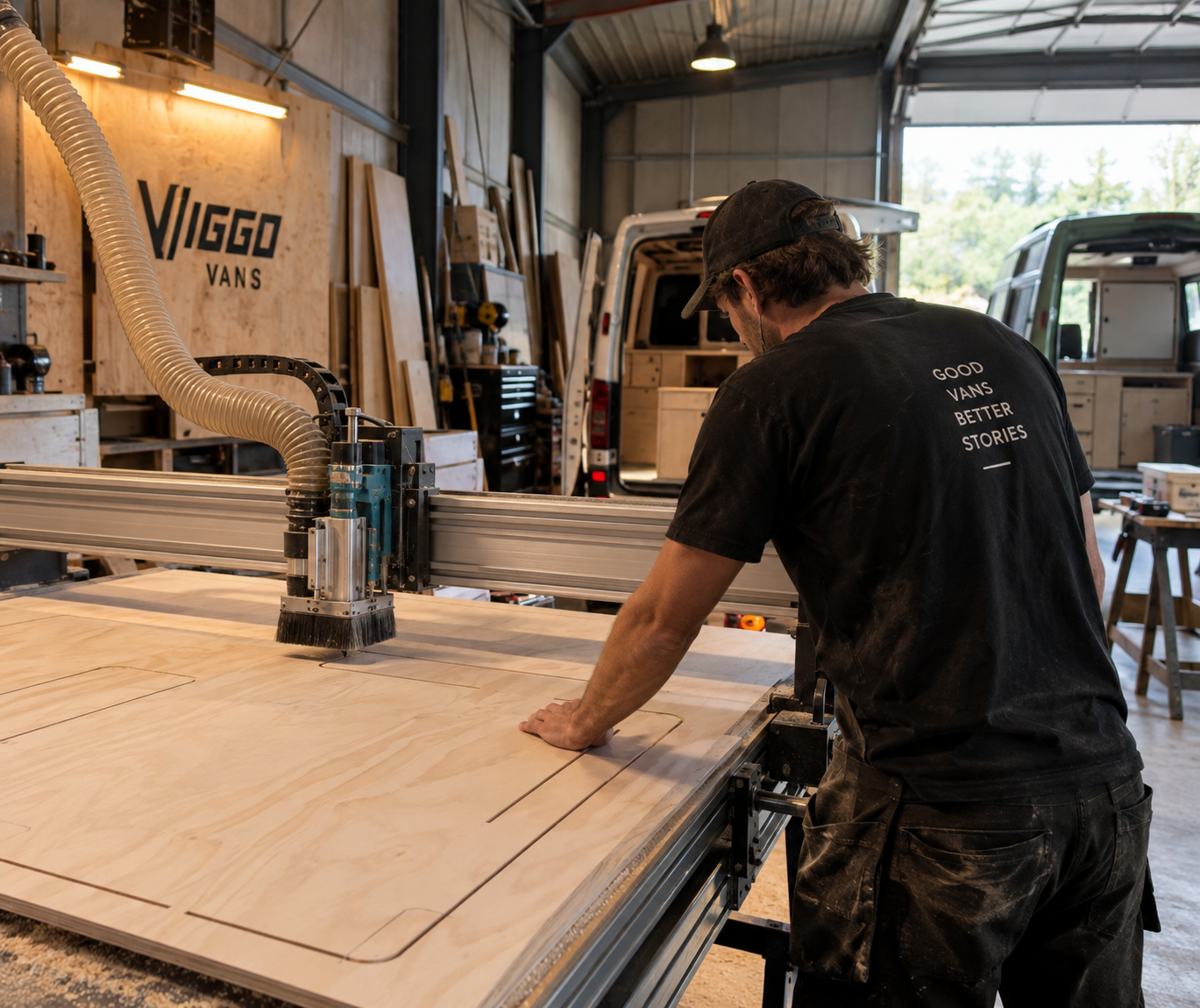 Binnenzijde van een Viggo Van tijdens de bouw