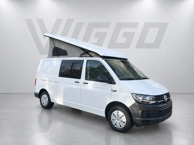 Volkswagen T6 LWB (2019), Reversed hefdak met Mouse Grey tentdoek — schuin van rechtsvoor