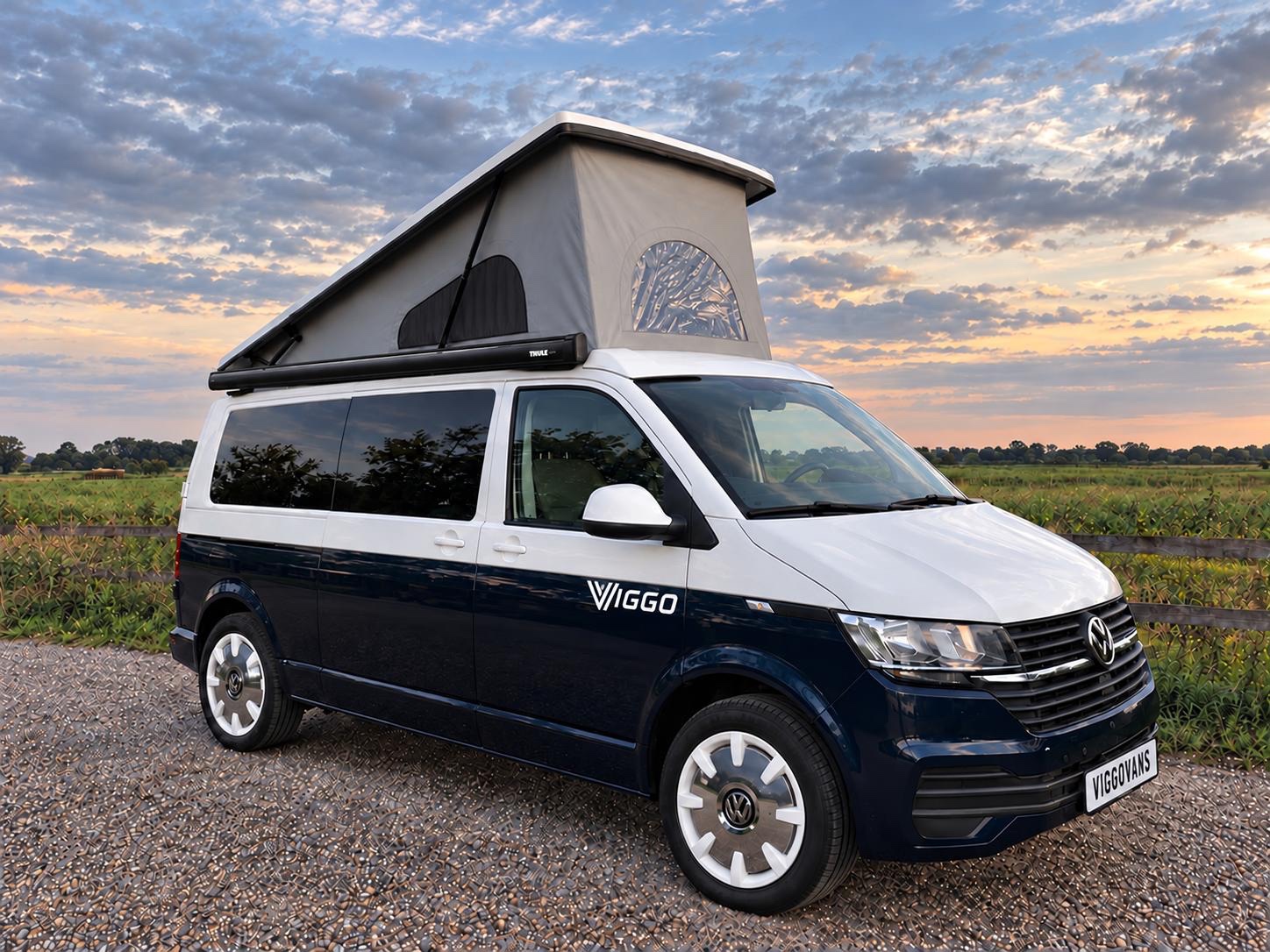 Two-tone Volkswagen Transporter T6.1 LWB Viggo #5 met geopend hefdak